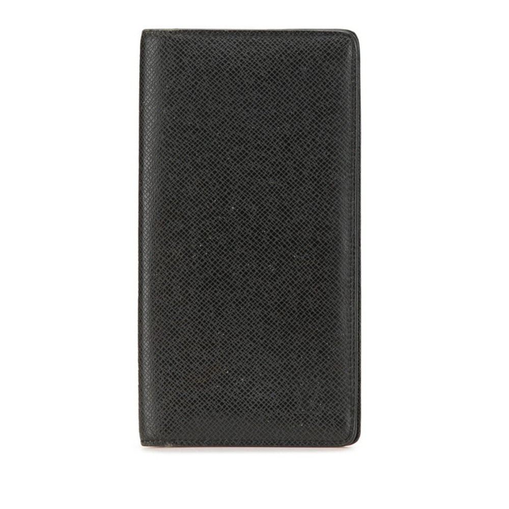 Louis Vuitton Taiga Portefeuille Hulon Long Wallet Noir Black Leather